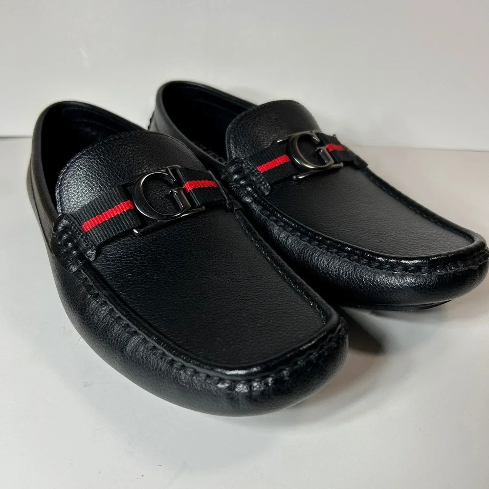 GUESS Mens GMASKERS Black Pebbled G-Logo Driver Loafers Size 10.5M